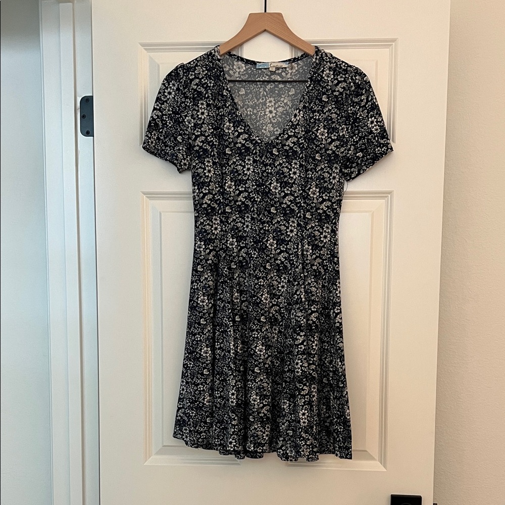 Floral Blue and White Dress